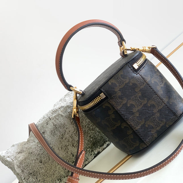 TRIOMPHE 9 CALFSKIN BLACK PATTERN BOX BAG