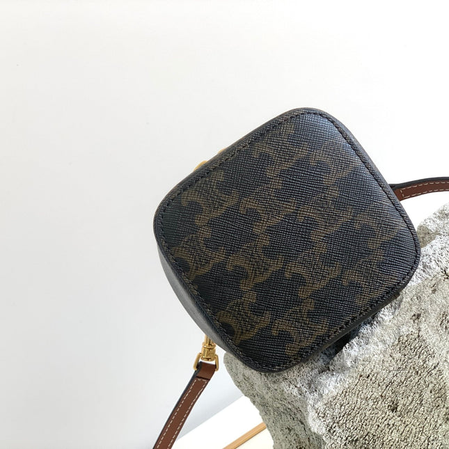 TRIOMPHE 9 CALFSKIN BLACK PATTERN BOX BAG