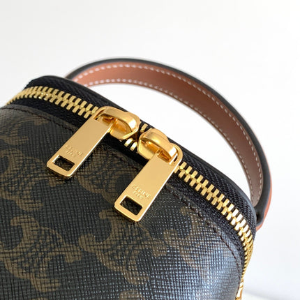 TRIOMPHE 9 CALFSKIN BLACK PATTERN BOX BAG