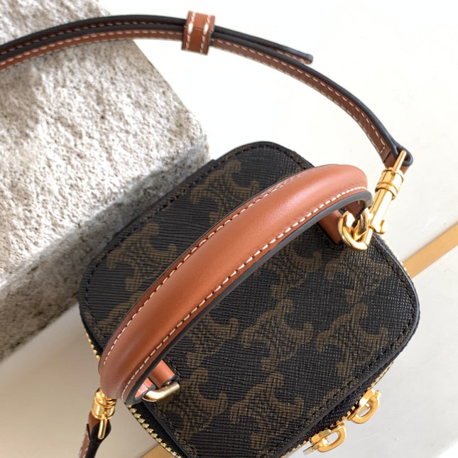 TRIOMPHE 9 CALFSKIN BLACK PATTERN BOX BAG