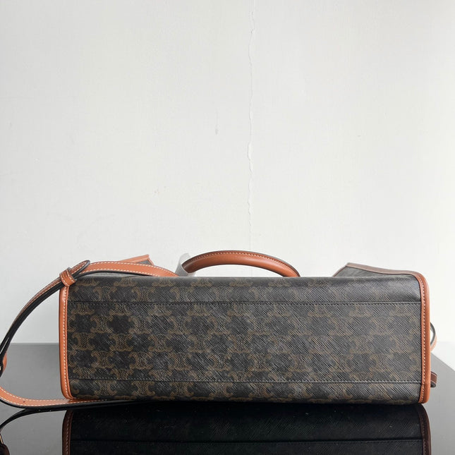 TRIOMPHE CABAS 35 BLACK CALFSKIN TOTE