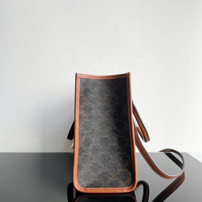 TRIOMPHE CABAS 35 BLACK CALFSKIN TOTE