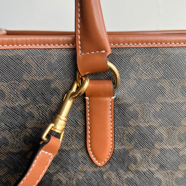 TRIOMPHE CABAS 35 BLACK CALFSKIN TOTE