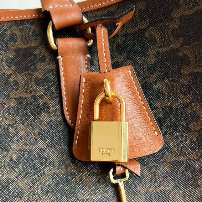 TRIOMPHE CABAS 35 BLACK CALFSKIN TOTE