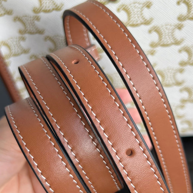 TRIOMPHE CABAS 35 WHITE CREAM CALFSKIN TOTE