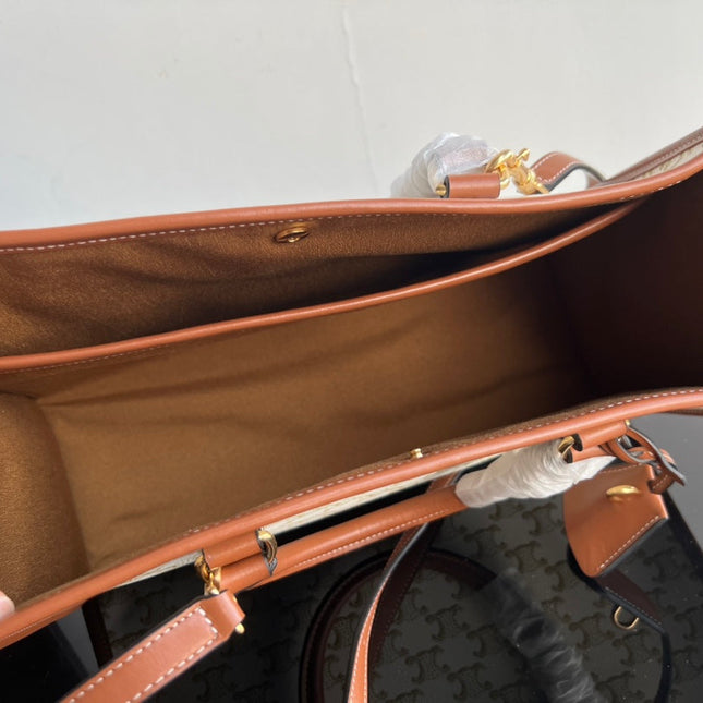 TRIOMPHE CABAS 35 WHITE CREAM CALFSKIN TOTE