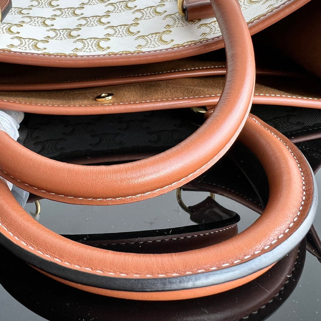 TRIOMPHE CABAS 35 WHITE CREAM CALFSKIN TOTE