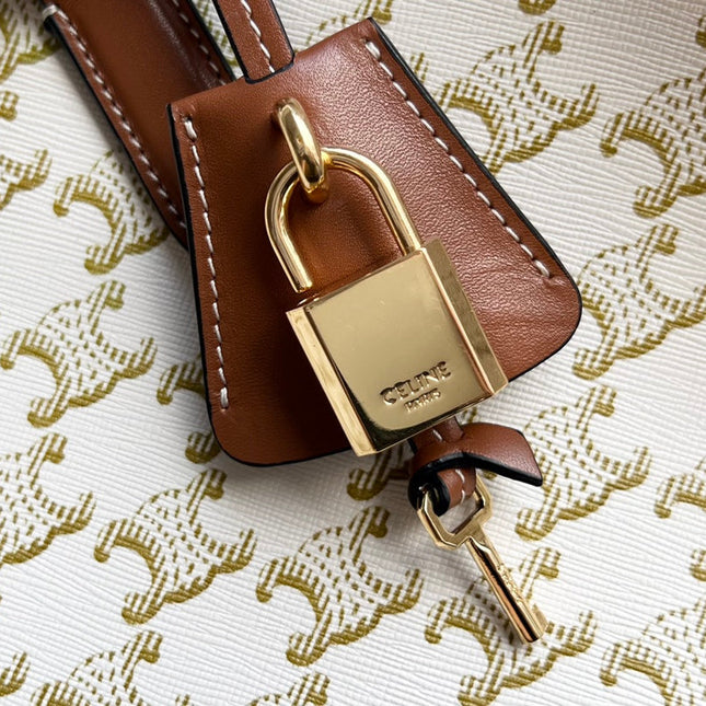 TRIOMPHE CABAS 35 WHITE CREAM CALFSKIN TOTE