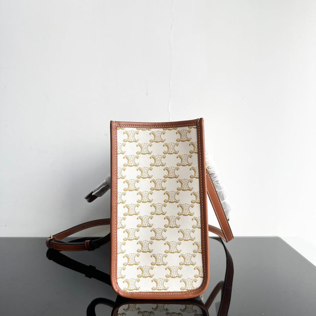 TRIOMPHE CABAS 35 WHITE CREAM CALFSKIN TOTE