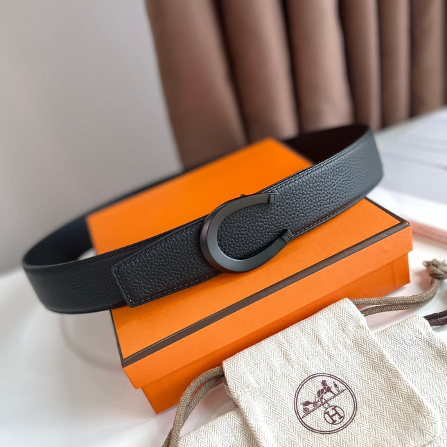 HM LUCK BELT BUCKLE & REVERSIBLE BLACK LEATHER STRAP 38MM