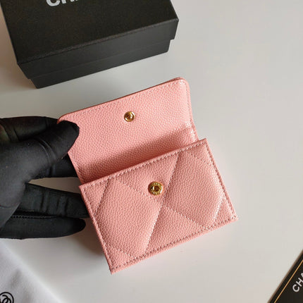 CC TRIFOLD PURSE 12 PEACH GRAINED CALFSKIN GOLD ICON