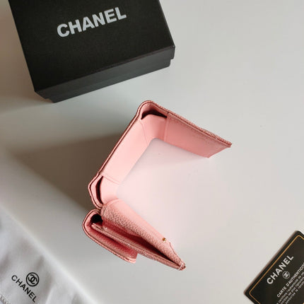 CC TRIFOLD PURSE 12 PEACH GRAINED CALFSKIN GOLD ICON