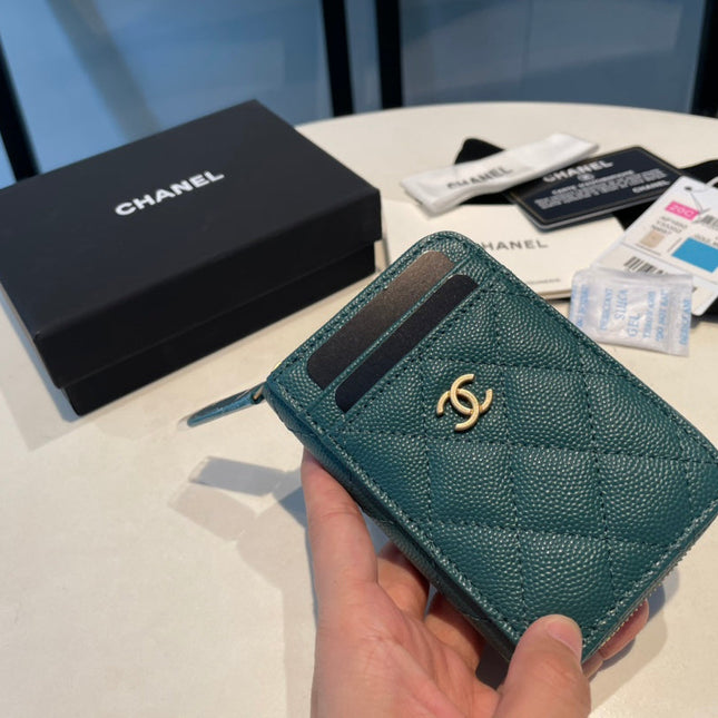 CC ZIPPED COIN PURSE 11 OCEAN GRAINED CALFSKIN