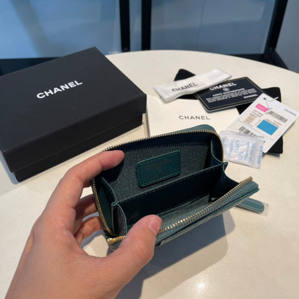 CC ZIPPED COIN PURSE 11 OCEAN GRAINED CALFSKIN