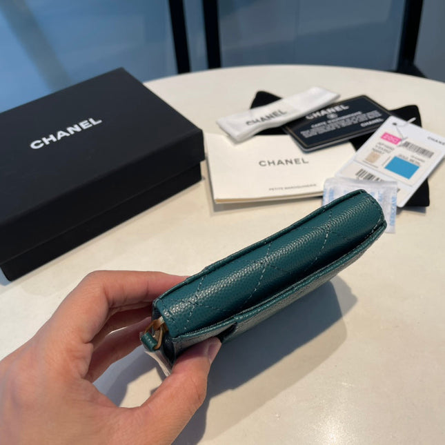 CC ZIPPED COIN PURSE 11 OCEAN GRAINED CALFSKIN