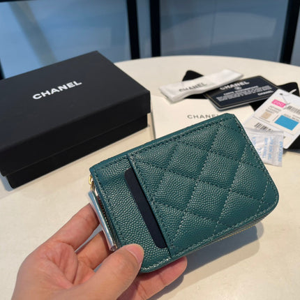 CC ZIPPED COIN PURSE 11 OCEAN GRAINED CALFSKIN