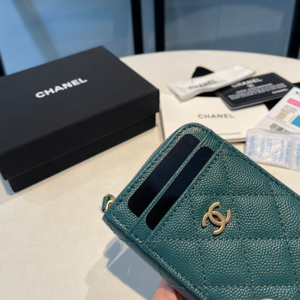 CC ZIPPED COIN PURSE 11 OCEAN GRAINED CALFSKIN