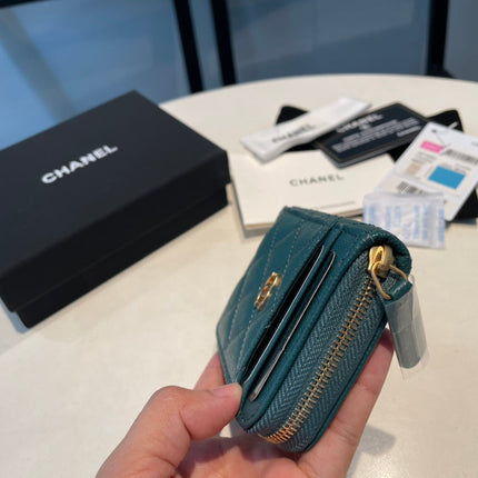 CC ZIPPED COIN PURSE 11 OCEAN GRAINED CALFSKIN