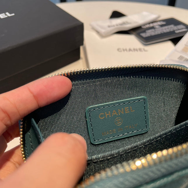 CC ZIPPED COIN PURSE 11 OCEAN GRAINED CALFSKIN