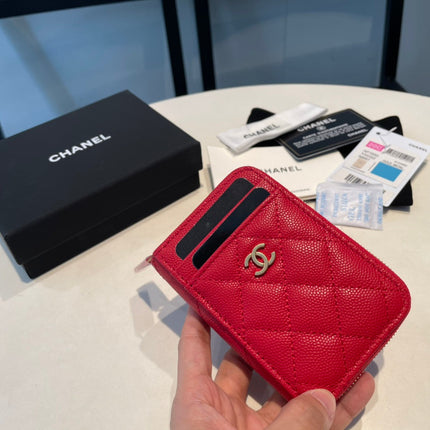 CC ZIPPED COIN PURSE 11 RED GRAINED CALFSKIN