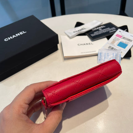 CC ZIPPED COIN PURSE 11 RED GRAINED CALFSKIN