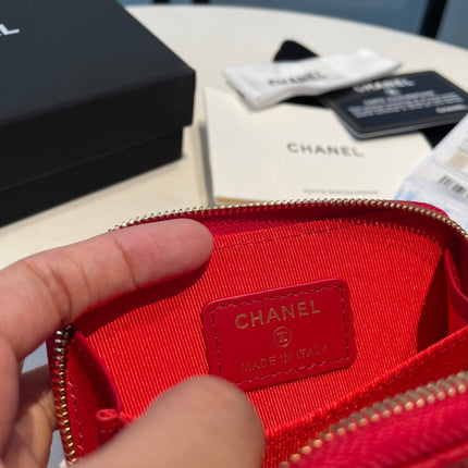 CC ZIPPED COIN PURSE 11 RED GRAINED CALFSKIN