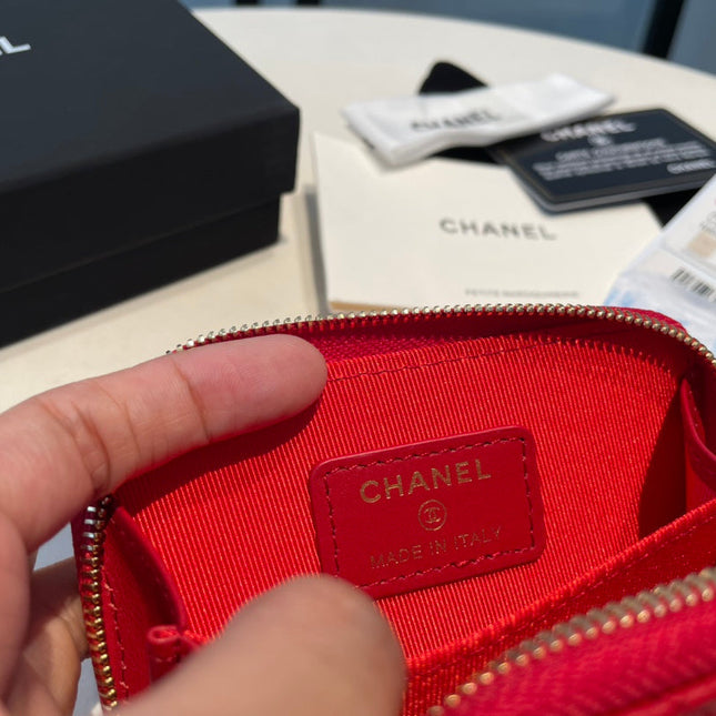 CC ZIPPED COIN PURSE 11 RED GRAINED CALFSKIN