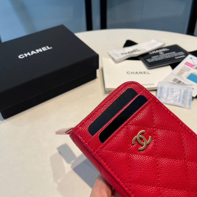 CC ZIPPED COIN PURSE 11 RED GRAINED CALFSKIN