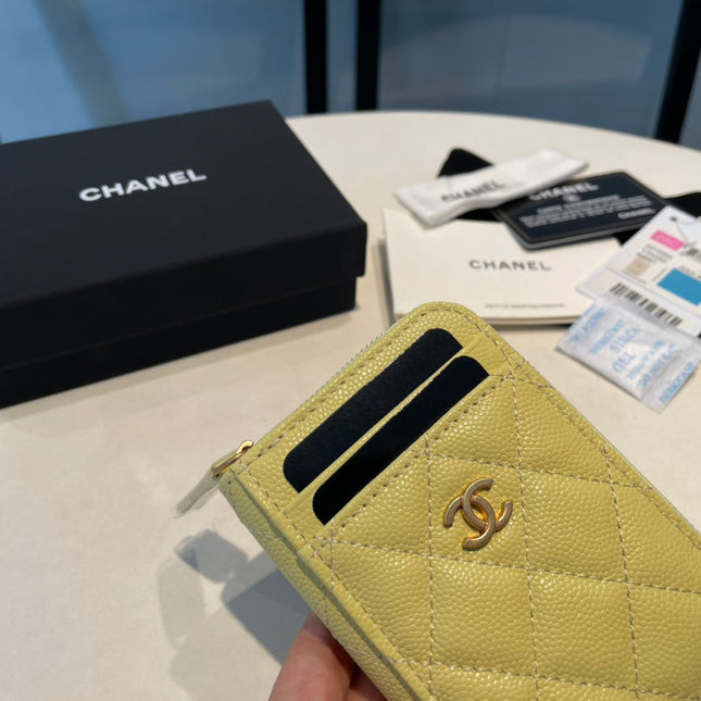 CC ZIPPED COIN PURSE 11 YELLOW GRAINED CALFSKIN