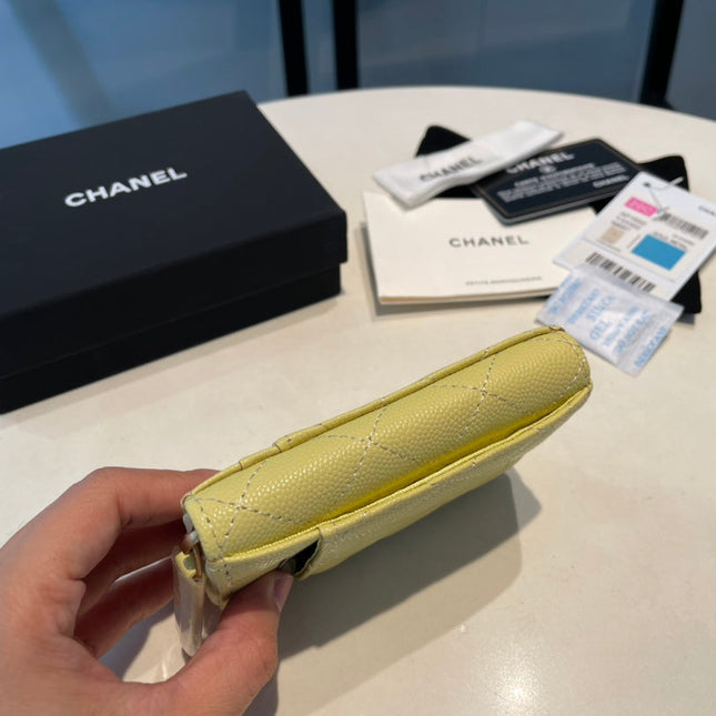 CC ZIPPED COIN PURSE 11 YELLOW GRAINED CALFSKIN