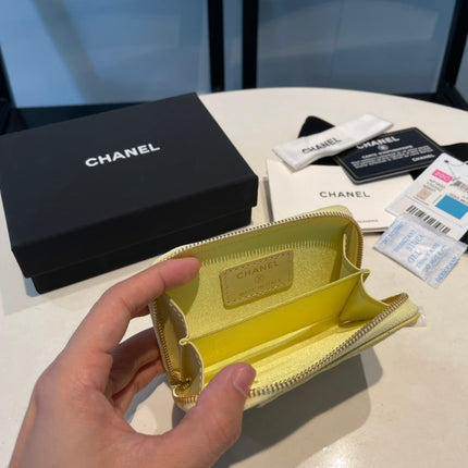 CC ZIPPED COIN PURSE 11 YELLOW GRAINED CALFSKIN