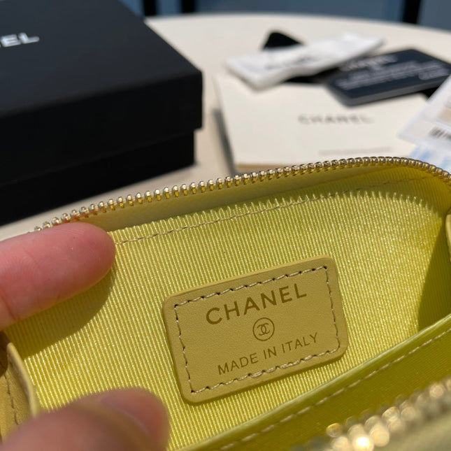 CC ZIPPED COIN PURSE 11 YELLOW GRAINED CALFSKIN