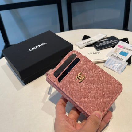 CC ZIPPED COIN PURSE 11 PEACH GRAINED CALFSKIN