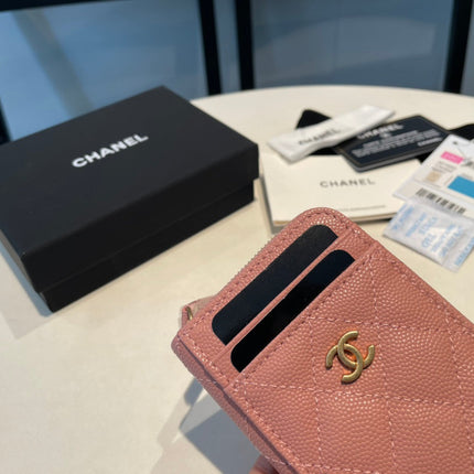 CC ZIPPED COIN PURSE 11 PEACH GRAINED CALFSKIN