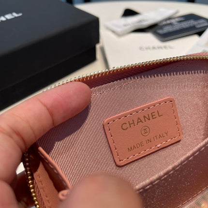 CC ZIPPED COIN PURSE 11 PEACH GRAINED CALFSKIN