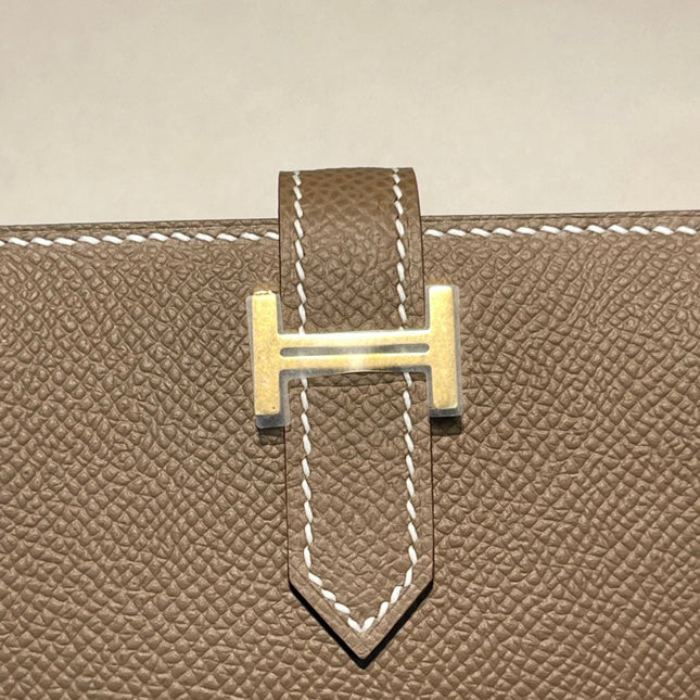 HM MINI BEARN WALLET 10.5 ETOUPE EPSOM GOLD HARDWARE