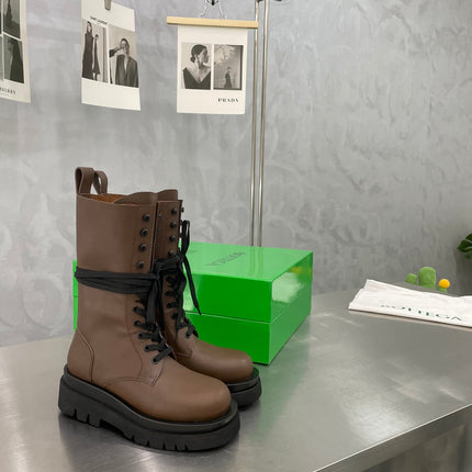 LUG LACE-UP BOOT IN CHOCOLATE BROWN CALFSKIN 7 CM