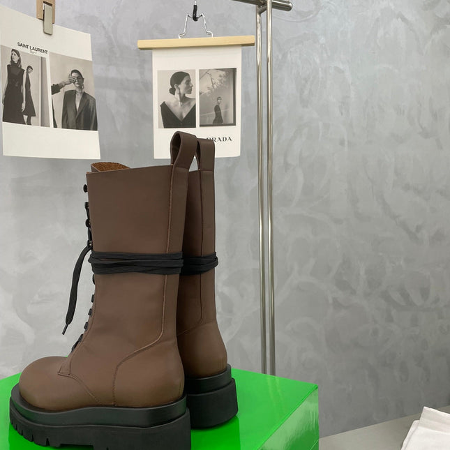 LUG LACE-UP BOOT IN CHOCOLATE BROWN CALFSKIN 7 CM