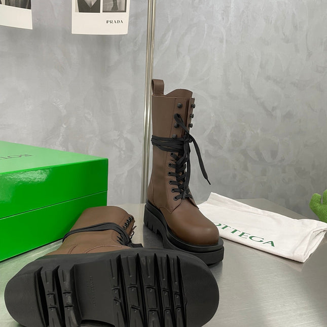 LUG LACE-UP BOOT IN CHOCOLATE BROWN CALFSKIN 7 CM