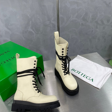 LUG LACE-UP BOOT IN BEIGE CREAM CALFSKIN 7 CM