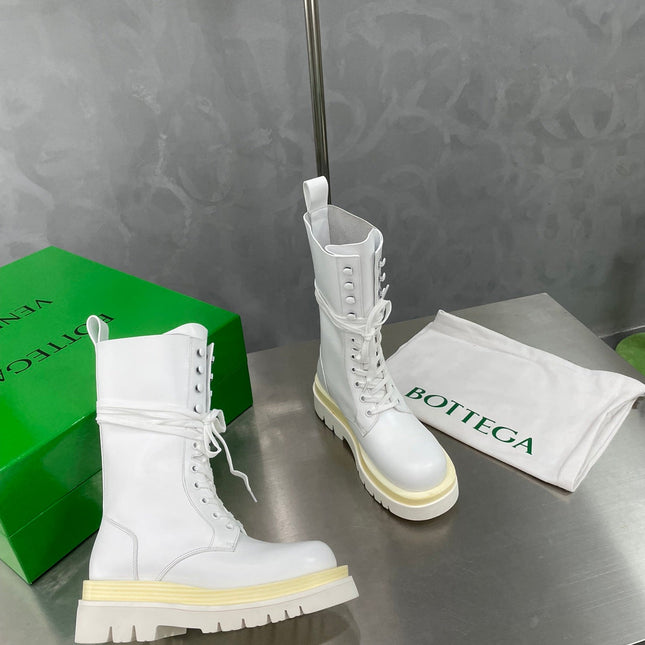 LUG LACE-UP BOOT IN WHITE CALFSKIN 7 CM