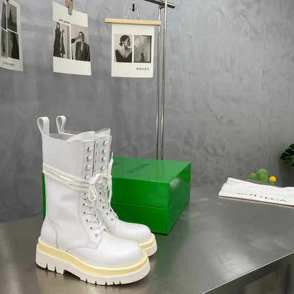 LUG LACE-UP BOOT IN WHITE CALFSKIN 7 CM