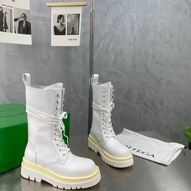 LUG LACE-UP BOOT IN WHITE CALFSKIN 7 CM