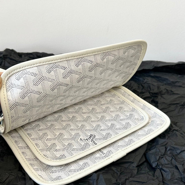 PLUMET POCKET WALLET 20 IN WHITE GOYARDINE CANVAS AND LAMBSKIN TRIM