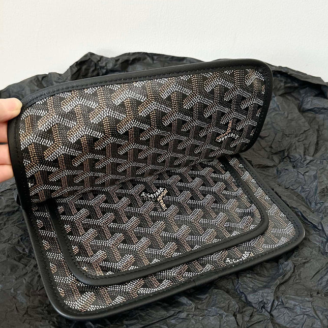 PLUMET POCKET WALLET 20 IN BLACK GOYARDINE CANVAS AND LAMBSKIN TRIM