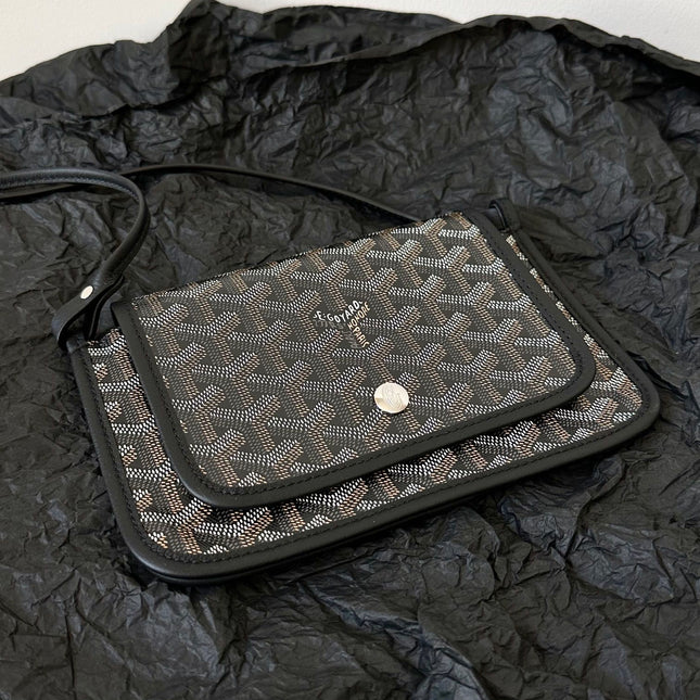 PLUMET POCKET WALLET 20 IN BLACK GOYARDINE CANVAS AND LAMBSKIN TRIM