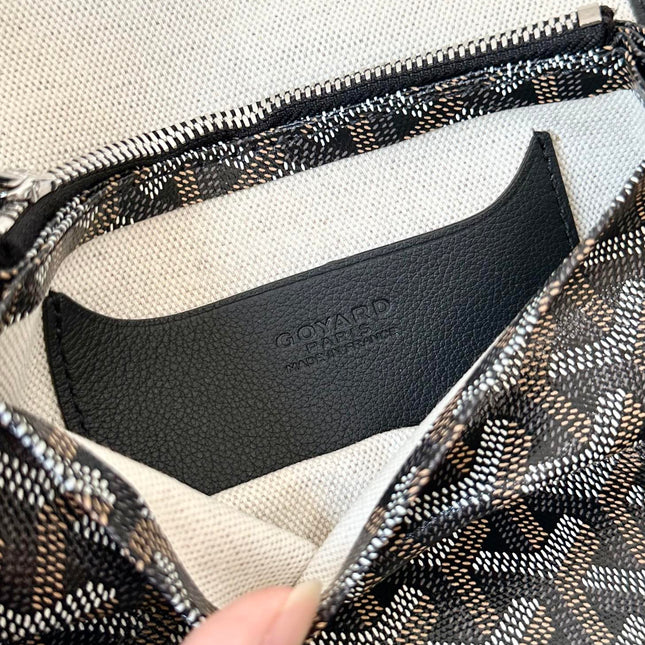 PLUMET POCKET WALLET 20 IN BLACK GOYARDINE CANVAS AND LAMBSKIN TRIM