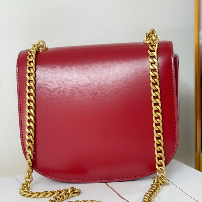 TRIPHOME 19 SADDLE BAG CHERRY RED CALFSKIN