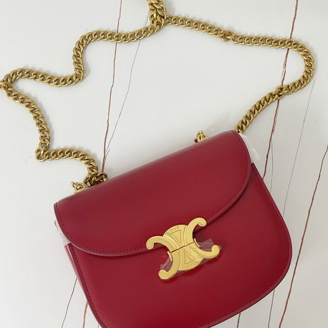 TRIPHOME 19 SADDLE BAG CHERRY RED CALFSKIN