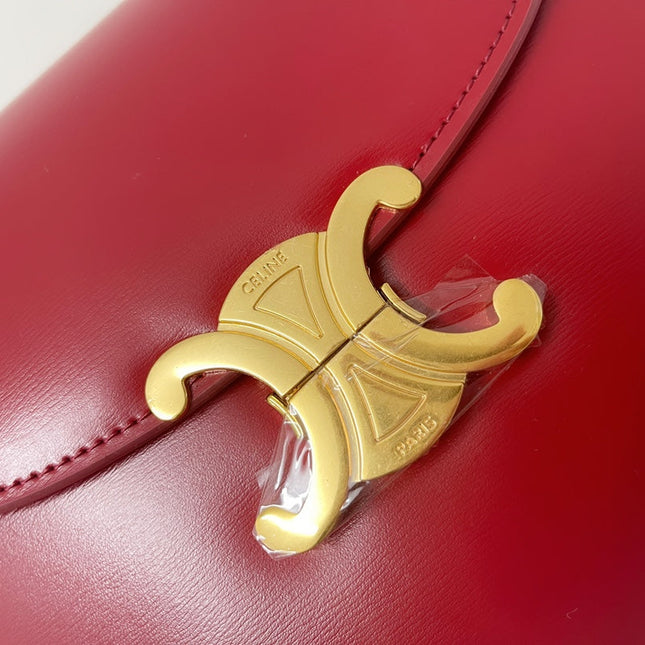 TRIPHOME 19 SADDLE BAG CHERRY RED CALFSKIN